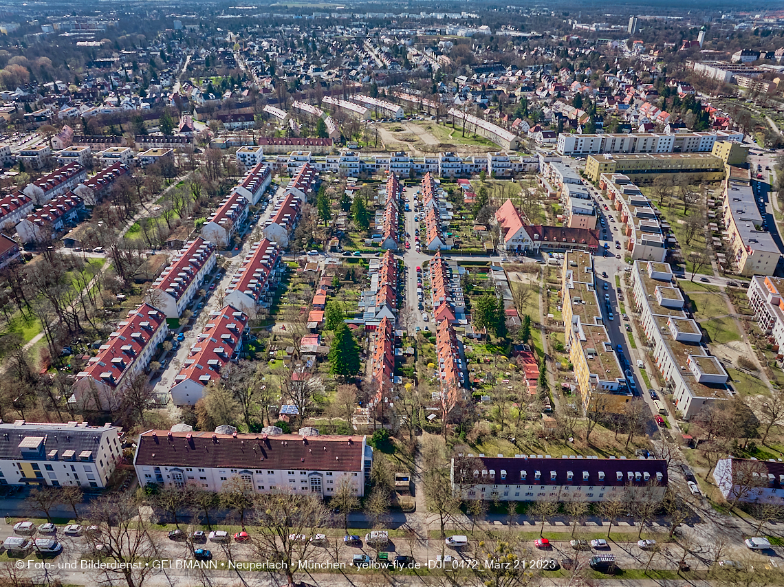 21.03.2023 - Luftbilder von der Baustelle Maikäfersiedlung in Berg am Laim